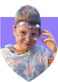 student with safely chemistry glasses