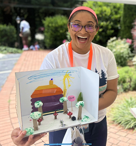 happy camper with poject